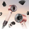 Uscător de păr Dyson HD19 Travel™ 492457-01, 1220 W, 11,6 l/s, 2 viteze, 3 niveluri de temperatură, Air Multiplier, control inteligent al căldurii, ceramic roz/roz auriu