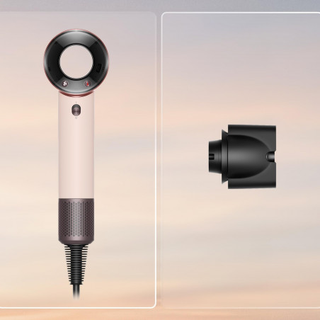 Uscător de păr Dyson HD19 Travel™ 492457-01, 1220 W, 11,6 l/s, 2 viteze, 3 niveluri de temperatură, Air Multiplier, control inteligent al căldurii, ceramic roz/roz auriu