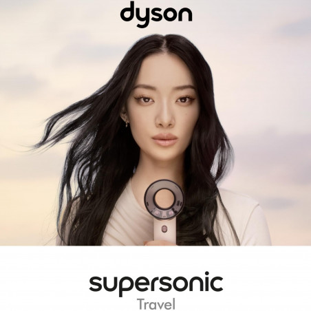 Uscător de păr Dyson HD19 Travel™ 492457-01, 1220 W, 11,6 l/s, 2 viteze, 3 niveluri de temperatură, Air Multiplier, control inteligent al căldurii, ceramic roz/roz auriu