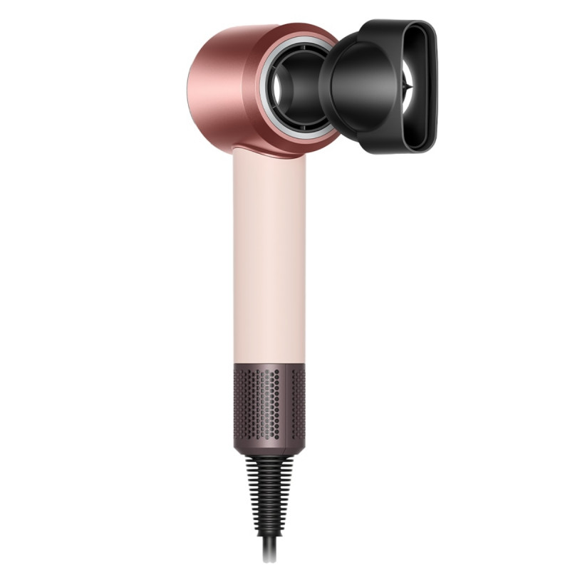 Uscător de păr Dyson HD19 Travel™ 492457-01, 1220 W, 11,6 l/s, 2 viteze, 3 niveluri de temperatură, Air Multiplier, control inteligent al căldurii, ceramic roz/roz auriu