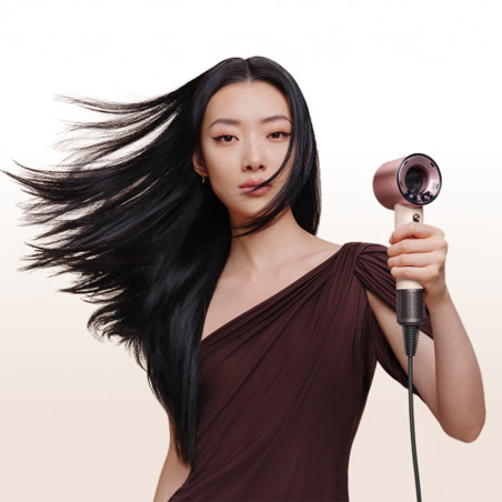 Uscător de păr Dyson HD19 Travel™ 492457-01, 1220 W, 11,6 l/s, 2 viteze, 3 niveluri de temperatură, Air Multiplier, control inteligent al căldurii, ceramic roz/roz auriu