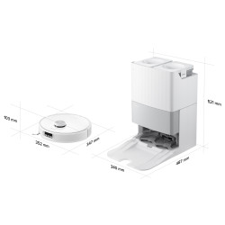 Aspirator robot Roborock Q Revo Edge 5V1 QRES02-00, 18500 Pa, 5200 mAh, 66 W, Cartografiere 3D LiDAR, Reactive AI, FlexiArm, stație de încărcare, autonomie de până la 3 ore, alb
