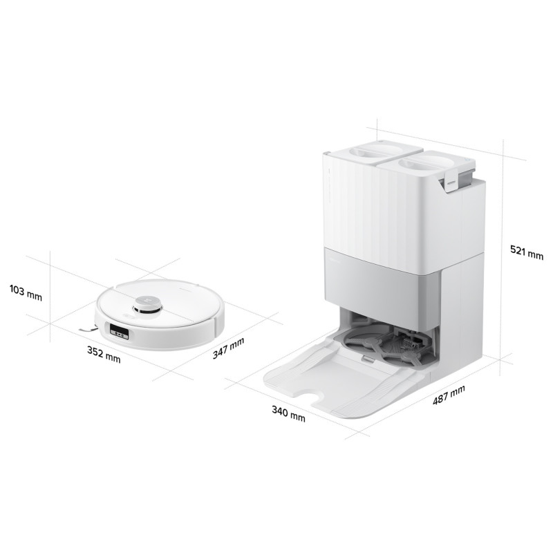 Aspirator robot Roborock Q Revo Edge 5V1 QRES02-00, 18500 Pa, 5200 mAh, 66 W, Cartografiere 3D LiDAR, Reactive AI, FlexiArm, stație de încărcare, autonomie de până la 3 ore, alb