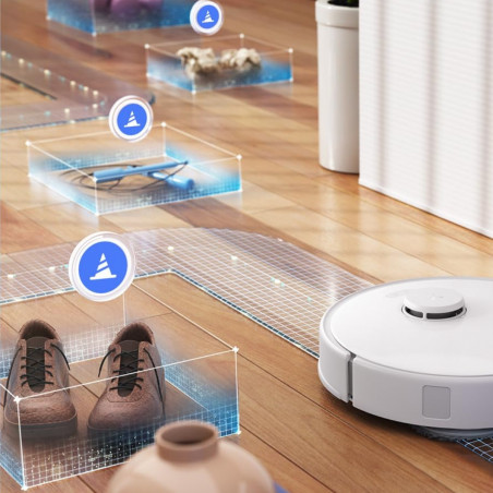 Aspirator robot Roborock Q Revo Edge 5V1 QRES02-00, 18500 Pa, 5200 mAh, 66 W, Cartografiere 3D LiDAR, Reactive AI, FlexiArm, stație de încărcare, autonomie de până la 3 ore, alb