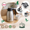 Cană termică de conferință pentru ceai Kinghoff KH 2095, 2 l, pereți dubli, corp din oțel inoxidabil, inox/negru