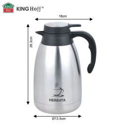 Cană termică de conferință pentru ceai Kinghoff KH 2095, 2 l, pereți dubli, corp din oțel inoxidabil, inox/negru