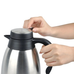 Cană termică de conferință pentru ceai Kinghoff KH 2095, 2 l, pereți dubli, corp din oțel inoxidabil, inox/negru