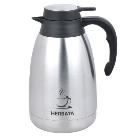 Cană termică de conferință pentru ceai Kinghoff KH 2095, 2 l, pereți dubli, corp din oțel inoxidabil, inox/negru