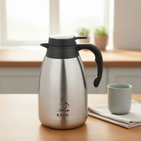 Termos de cafea pentru conferințe Kinghoff KH 2094, 2 l, pereți dubli, corp din oțel inoxidabil, inox/negru