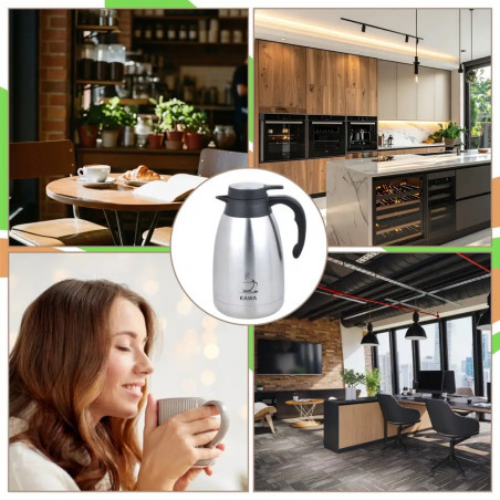 Termos de cafea pentru conferințe Kinghoff KH 2094, 2 l, pereți dubli, corp din oțel inoxidabil, inox/negru