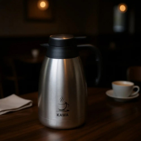 Termos de cafea pentru conferințe Kinghoff KH 2094, 2 l, pereți dubli, corp din oțel inoxidabil, inox/negru