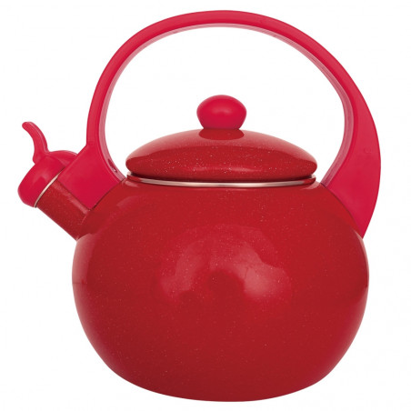 Ceainic cu fluier Kinghoff KH 2080, 2 l, interior emailat, compatibil cu plitele cu inducție, roșu