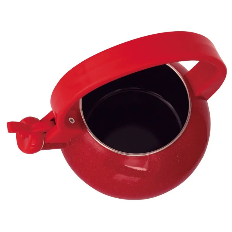 Ceainic cu fluier Kinghoff KH 2080, 2 l, interior emailat, compatibil cu plitele cu inducție, roșu