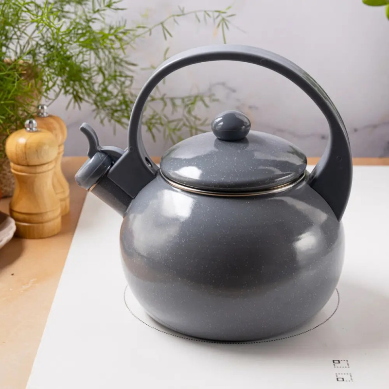 Ceainic cu fluier Kinghoff KH 2079, 2 l, interior emailat, compatibil cu plitele cu inducție, gri