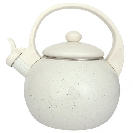 Ceainic cu fluier Kinghoff KH 2040, 2 l, interior emailat, compatibil cu plitele cu inducție, culoare crem