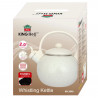Ceainic cu fluier Kinghoff KH 2040, 2 l, interior emailat, compatibil cu plitele cu inducție, culoare crem