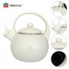 Ceainic cu fluier Kinghoff KH 2040, 2 l, interior emailat, compatibil cu plitele cu inducție, culoare crem