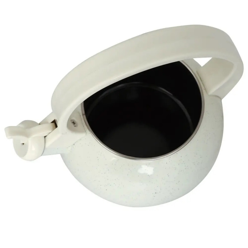 Ceainic cu fluier Kinghoff KH 2040, 2 l, interior emailat, compatibil cu plitele cu inducție, culoare crem