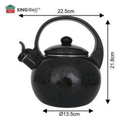Ceainic cu fluier Kinghoff KH 2039, 2 l, interior emailat, compatibil cu plitele cu inducție, negru