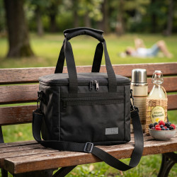 Geantă termo Adler AD 4540, 7 l, spumă de 5 mm, buzunar interior + buzunar exterior, alimente/băuturi, negru