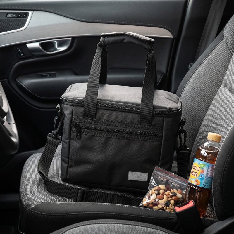 Geantă termo Adler AD 4540, 7 l, spumă de 5 mm, buzunar interior + buzunar exterior, alimente/băuturi, negru