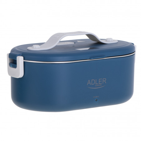 Cutie electrică pentru prânz Adler AD 4522, 45 W, 0,8 l, până la 70 °C, recipient din oțel inoxidabil, geantă termică, albastră