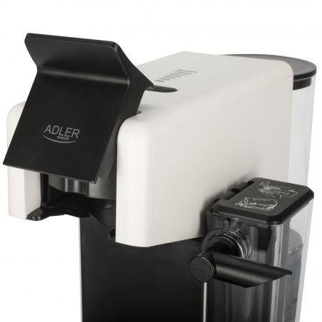Mașină de espresso Adler AD 4391, 1400 W, 20 bar, 0,8 l, 8 accesorii, funcție de spumare, alb/negru