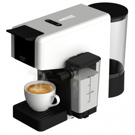 Mașină de espresso Adler AD 4391, 1400 W, 20 bar, 0,8 l, 8 accesorii, funcție de spumare, alb/negru