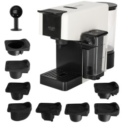Mașină de espresso Adler AD 4391, 1400 W, 20 bar, 0,8 l, 8 accesorii, funcție de spumare, alb/negru