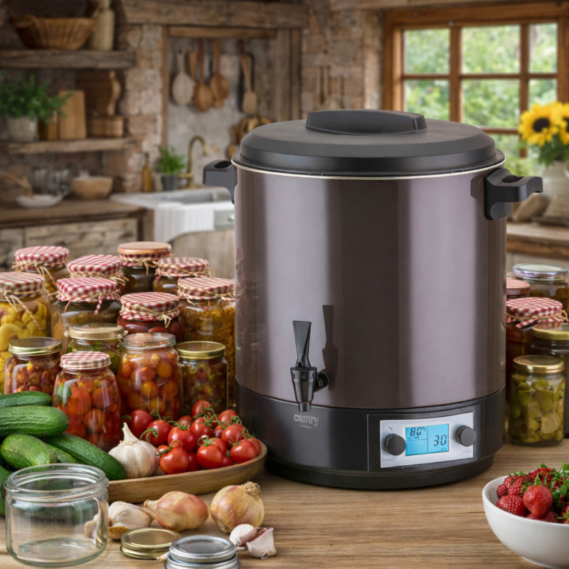 Vas electric de pasteurizare Camry CR 4537, 2600 W, 28 l, ecran LCD, 30-100 °C, menținere a temperaturii, cronometru, oțel inoxidabil, antracit/negru