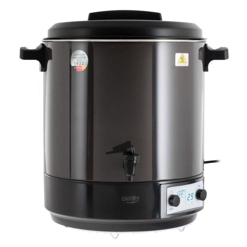 Vas electric de pasteurizare Camry CR 4537, 2600 W, 28 l, ecran LCD, 30-100 °C, menținere a temperaturii, cronometru, oțel inoxidabil, antracit/negru