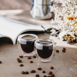 Set de 2 pahare de sticlă pentru espresso Camry CR 4427, reci la atingere, 72 ml, cu pereți dubli, -20 °C–100 °C, fără BPA, transparente