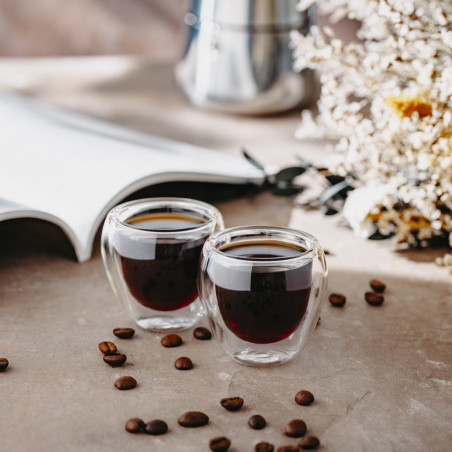 Set de 2 pahare de sticlă pentru espresso Camry CR 4427, reci la atingere, 72 ml, cu pereți dubli, -20 °C–100 °C, fără BPA, transparente