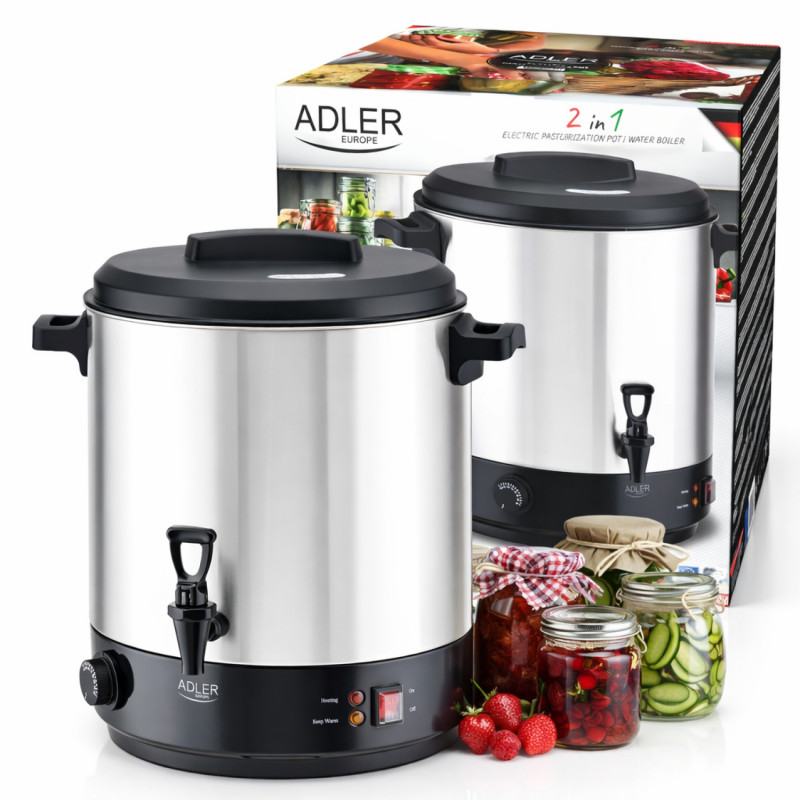 Vas electric pentru pasteurizare și fierbere Adler AD 4538, 3000 W, 28 l, 30-100 °C, menținere a căldurii, indicator luminos, oțel inoxidabil/negru