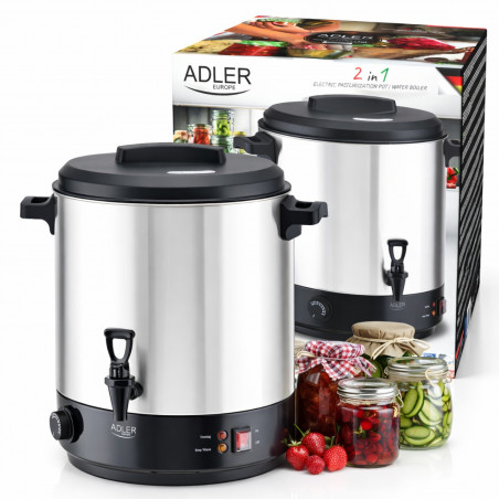 Vas electric pentru pasteurizare și fierbere Adler AD 4538, 3000 W, 28 l, 30-100 °C, menținere a căldurii, indicator luminos, oțel inoxidabil/negru