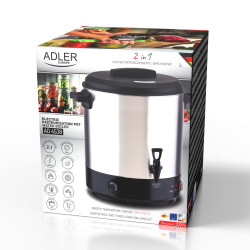 Vas electric pentru pasteurizare și fierbere Adler AD 4538, 3000 W, 28 l, 30-100 °C, menținere a căldurii, indicator luminos, oțel inoxidabil/negru