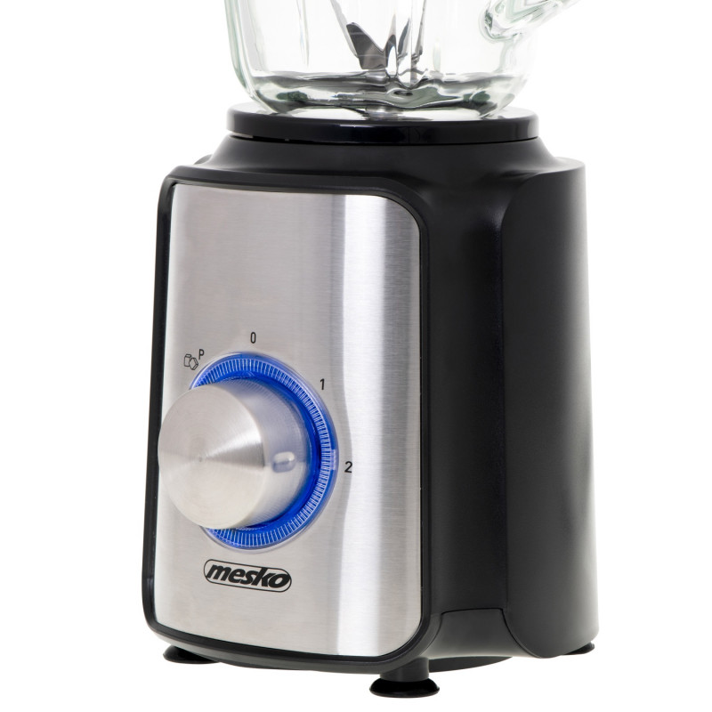 Blender Mesko MS 4080, 1200 W, 1,5 l, 21 000 rpm, 6 lame, 2 viteze + funcție puls, capac cu orificiu, inox/negru