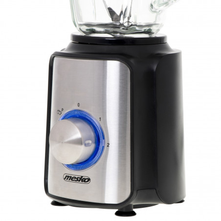 Blender Mesko MS 4080, 1200 W, 1,5 l, 21 000 rpm, 6 lame, 2 viteze + funcție puls, capac cu orificiu, inox/negru