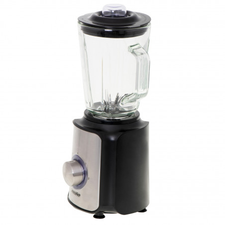 Blender Mesko MS 4080, 1200 W, 1,5 l, 21 000 rpm, 6 lame, 2 viteze + funcție puls, capac cu orificiu, inox/negru