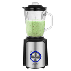 Blender Mesko MS 4080, 1200 W, 1,5 l, 21 000 rpm, 6 lame, 2 viteze + funcție puls, capac cu orificiu, inox/negru