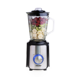 Blender Mesko MS 4080, 1200 W, 1,5 l, 21 000 rpm, 6 lame, 2 viteze + funcție puls, capac cu orificiu, inox/negru