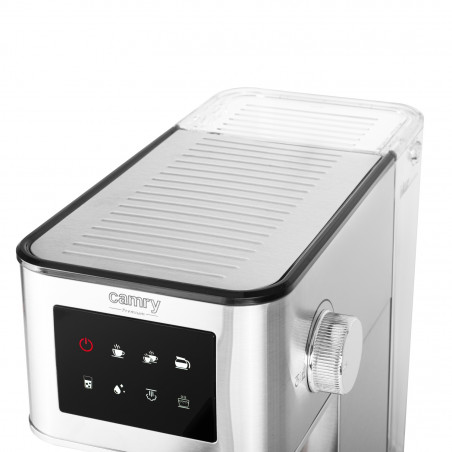 Aparat de espresso 7-în-1 Camry CR 4389, 1200 W, 20 bar, 1,7 l, control PID, panou LCD tactil, încălzire cești, extracție la rece, oțel inoxidabil