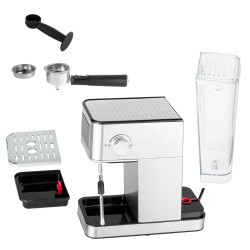 Aparat de espresso 7-în-1 Camry CR 4389, 1200 W, 20 bar, 1,7 l, control PID, panou LCD tactil, încălzire cești, extracție la rece, oțel inoxidabil