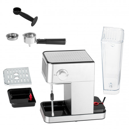 Aparat de espresso 7-în-1 Camry CR 4389, 1200 W, 20 bar, 1,7 l, control PID, panou LCD tactil, încălzire cești, extracție la rece, oțel inoxidabil