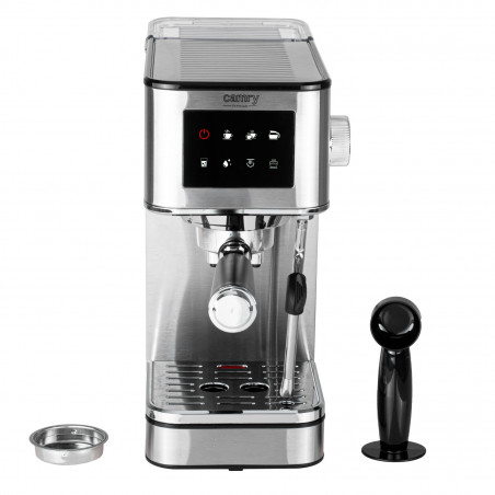 Aparat de espresso 7-în-1 Camry CR 4389, 1200 W, 20 bar, 1,7 l, control PID, panou LCD tactil, încălzire cești, extracție la rece, oțel inoxidabil