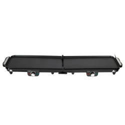 Grătar electric dublu pliabil Adler AD 6617, 3000 W, deschidere la 180°, 96 x 26 cm, plăci antiaderente, 2 termostate, tavă pentru grăsime, negru