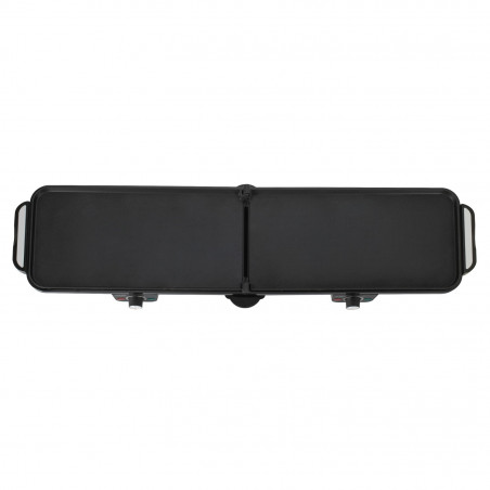 Grătar electric dublu pliabil Adler AD 6617, 3000 W, deschidere la 180°, 96 x 26 cm, plăci antiaderente, 2 termostate, tavă pentru grăsime, negru