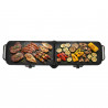 Grătar electric dublu pliabil Adler AD 6617, 3000 W, deschidere la 180°, 96 x 26 cm, plăci antiaderente, 2 termostate, tavă pentru grăsime, negru