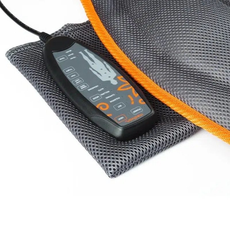 Pernă/scaun de masaj Medivon Cosy Mesh, 12 W, 4 zone, 5 moduri, încălzire, cronometru, telecomandă, negru/portocaliu