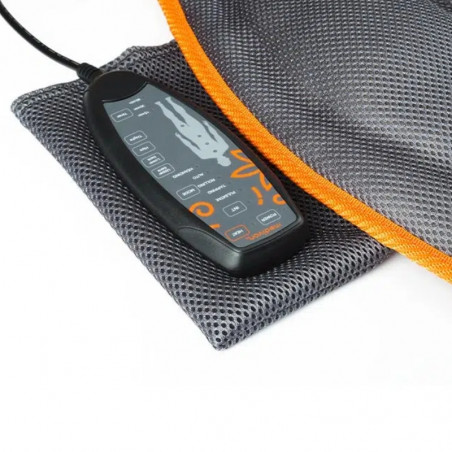 Pernă/scaun de masaj Medivon Cosy Mesh, 12 W, 4 zone, 5 moduri, încălzire, cronometru, telecomandă, negru/portocaliu